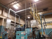 Plumbing and HVAC system room with a web of pipes and ducts